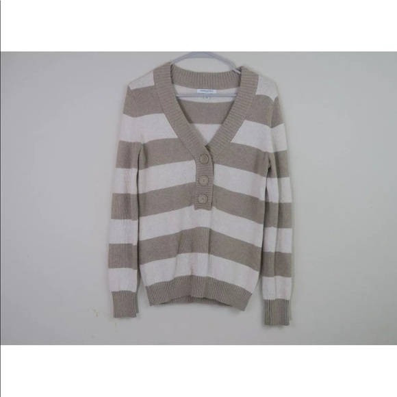 Banana Republic Sweaters - Banana republic striped tan white sweater size M